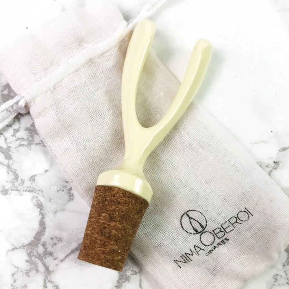 NIB Wishbone Wine Bottle Stopper - Nima Oberoi Lunares